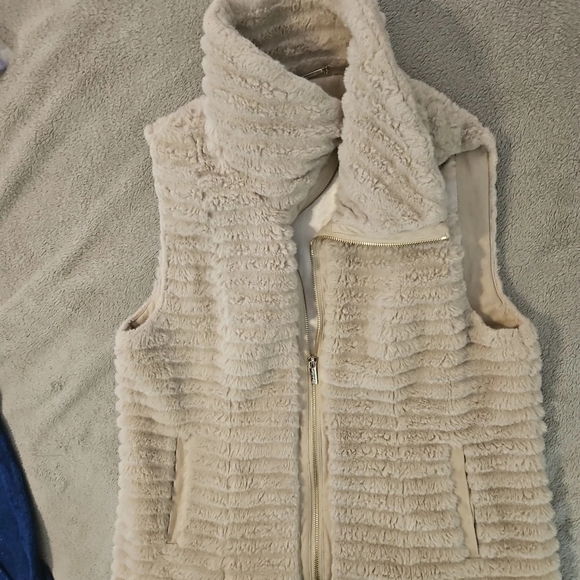 Calvin Klein Puffer Vest Women M Ivory Y2k Boho Vtg Cottagecore Barbie Retro - Picture 11 of 12